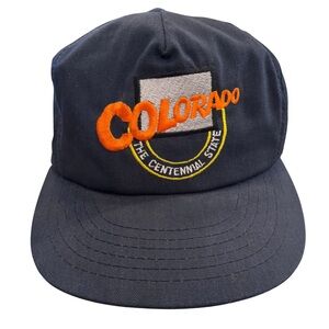 VTG Colorado “The Centennial State” Hat USA Made Union Label Navy Embroidered